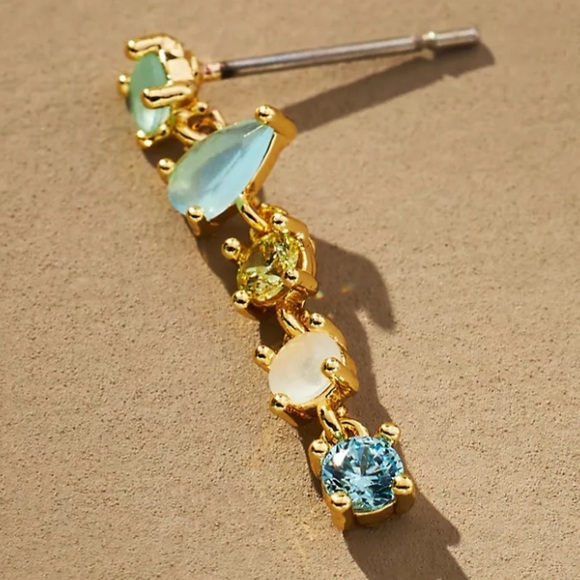 ๐ Anthropologie Dainty Crystal Drop Earrings in Mint & Ivory - Picture 9 of 10